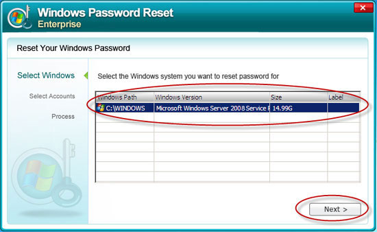 bypass Windows Server 2008 admin password