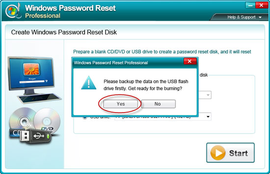 burn Windows 7 password reset disk