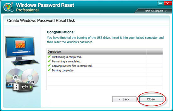 burn Windows XP password reset disk