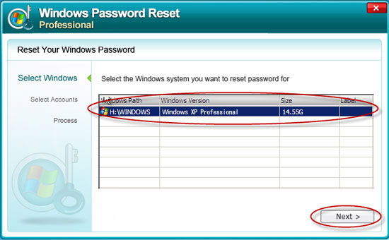 Windows XP password recovery